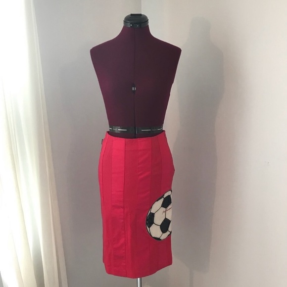 Pink pencil skirt with soccer ball statement skirt - Picture 2 of 5